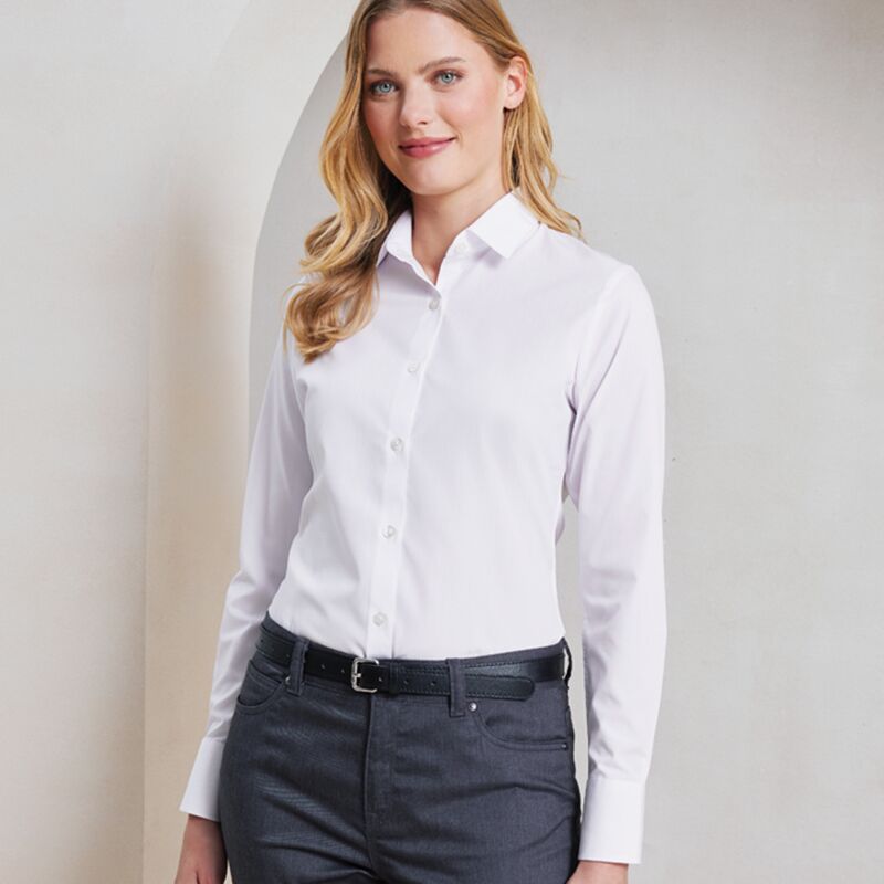 Premier Ladies Recyclight® Long Sleeve Poplin Shirt Thumbnail