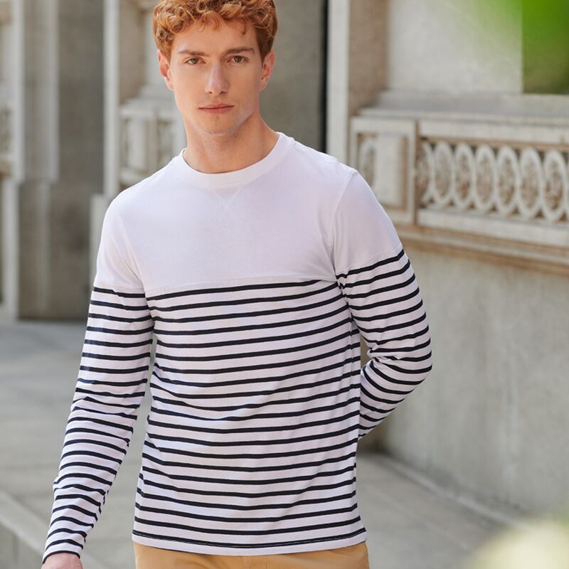 Front Row Unisex Long Sleeve Breton Striped T-Shirt Thumbnail